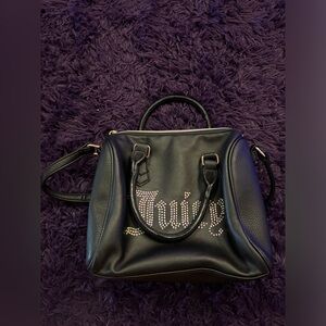 Black juicy couture rhinestone satchel purse in excellent condition